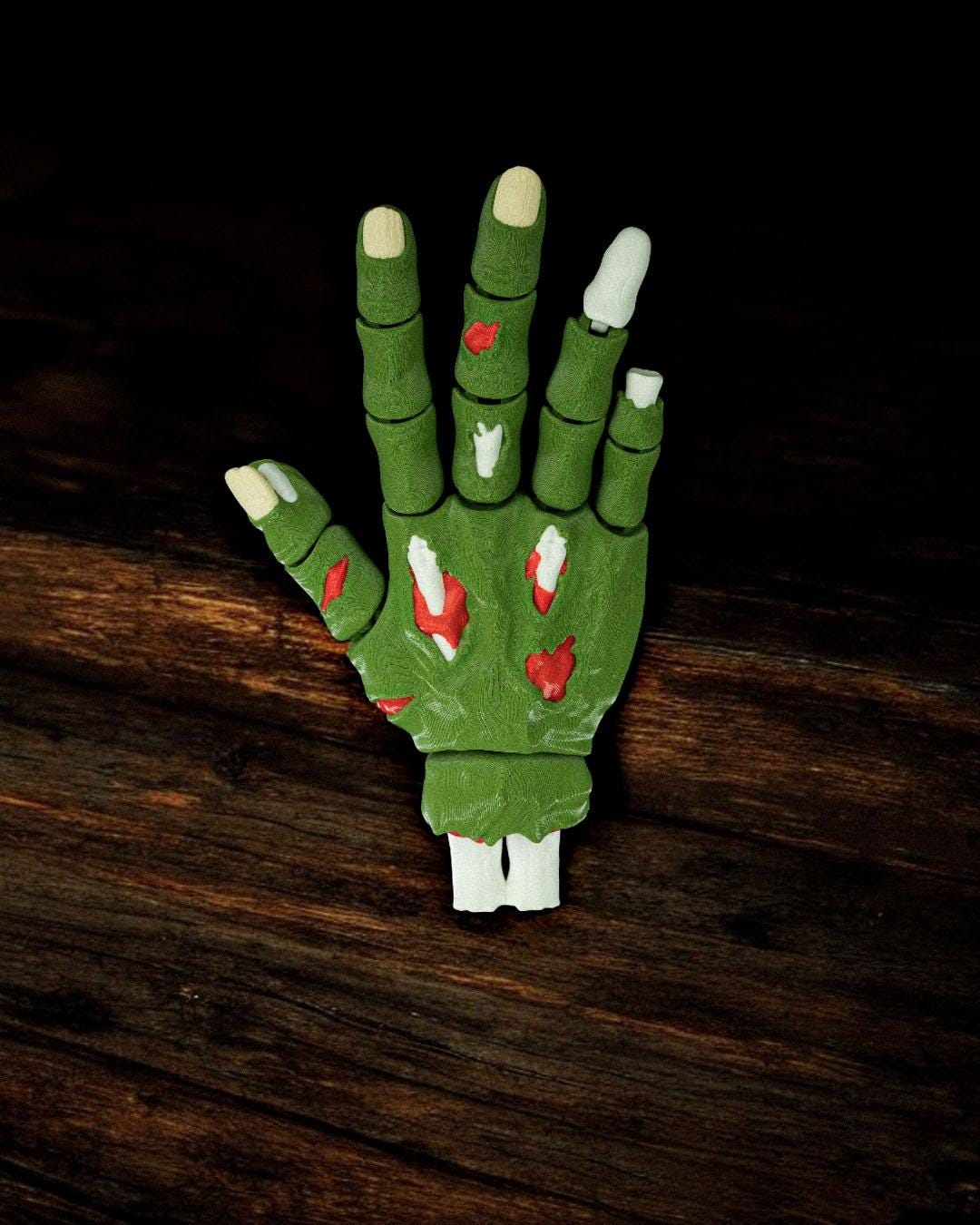 Articulated Zombie Hand - 3D Printed Creepy Fidget Toy &Halloween Decor