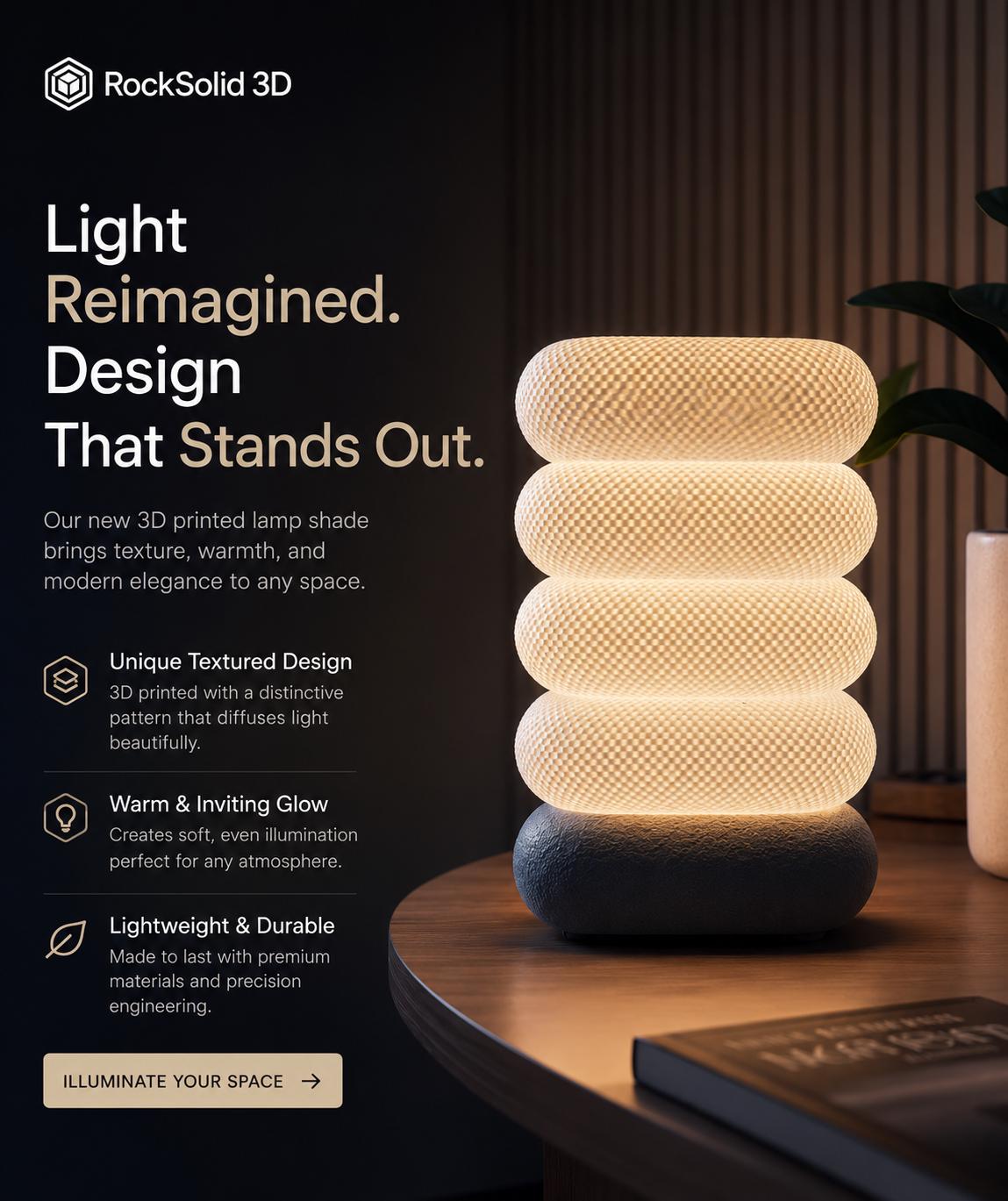 Textured LED Table Lamp - Modern Home Accent Light